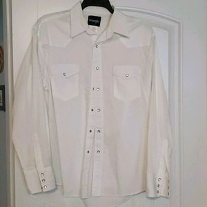 Large Pearl Snap Men's White Button down shirt